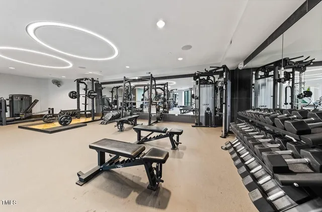 a view of a room with gym equipment