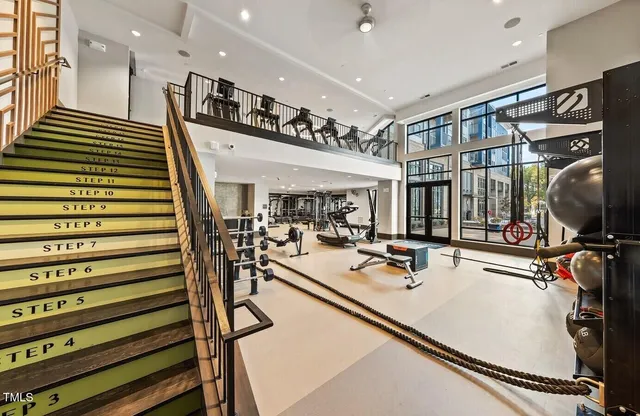 a view of a room with gym equipment