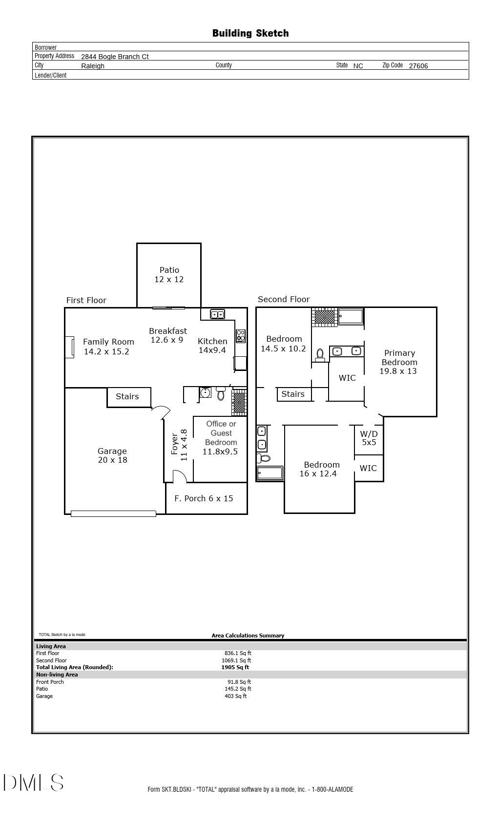 2844 Bogle Branch Court Raleigh, NC 27606 - Photo 54 of 54 Floor Plan - 2844 Bogle Branch Court