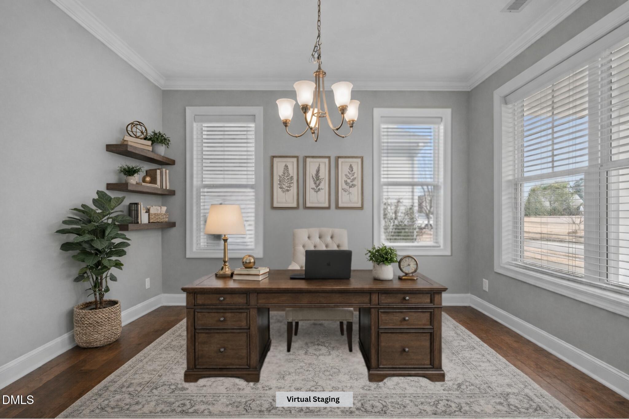 2844 Bogle Branch Court Raleigh, NC 27606 - Photo 7 of 54 a living room with furniture a chandelier and a window
