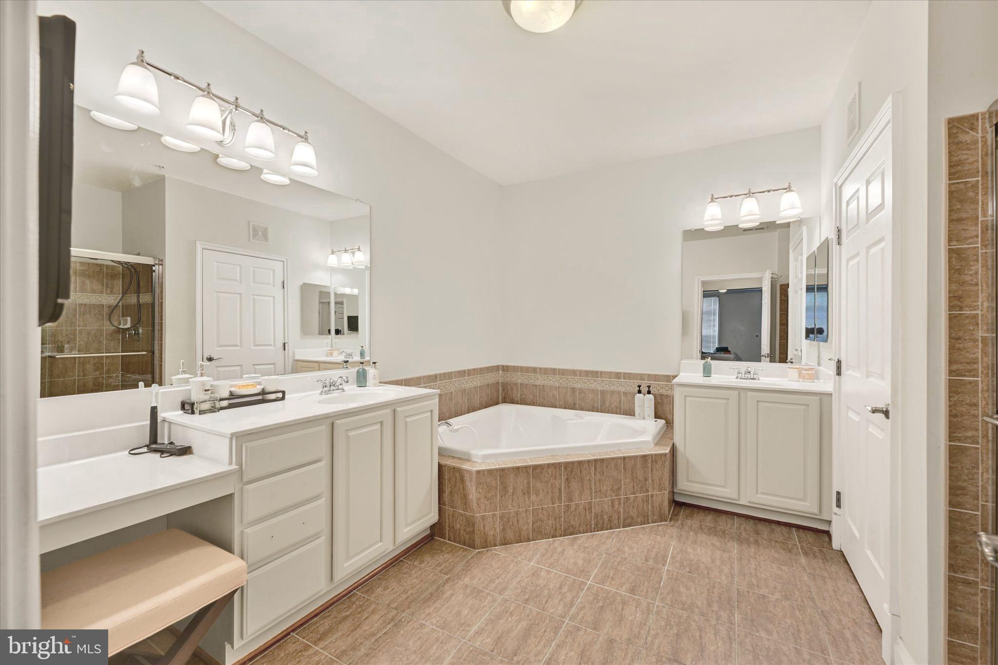3000 Stone Cliff Drive, Unit 205 Baltimore, MD 21209 - Photo 18 of 28 a bathroom with a tub a sink and mirror