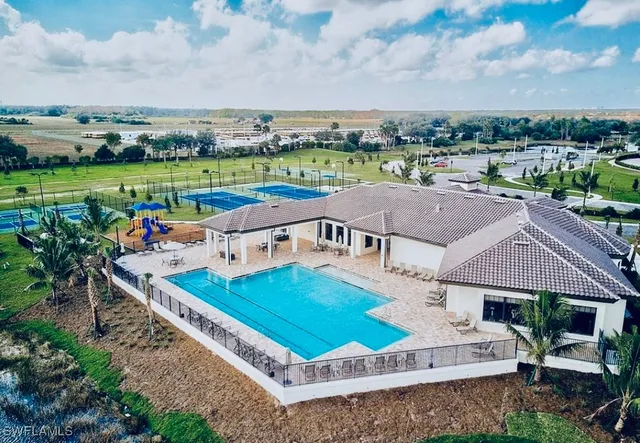 an aerial view of a house