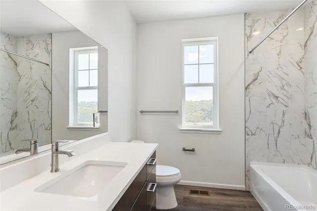 a bathroom with a sink a toilet and a bathtub