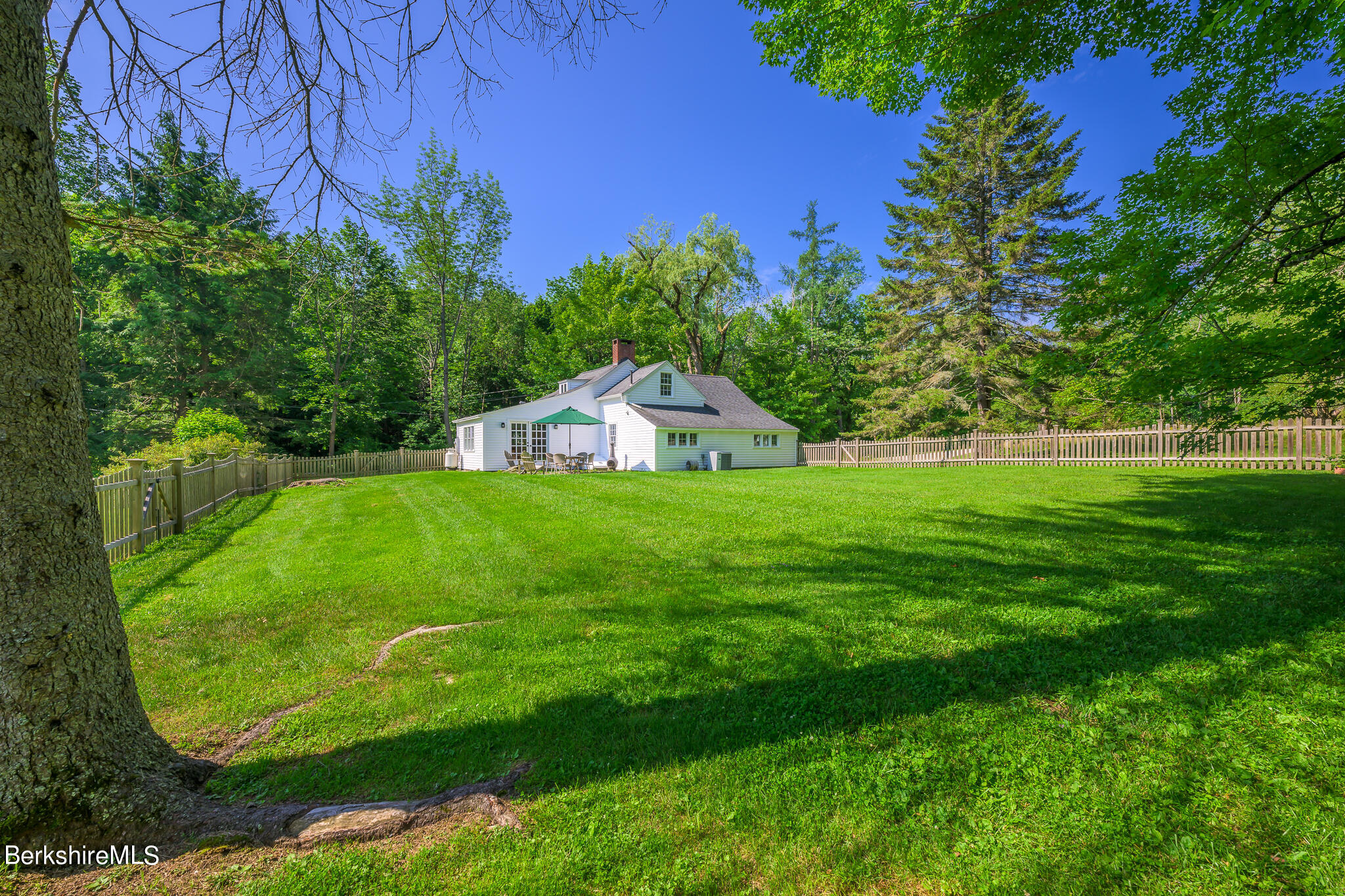 4 Austerlitz Road West Stockbridge, MA 01266 - Photo 6 of 42 a view of a white house in a big yard with large trees and plants
