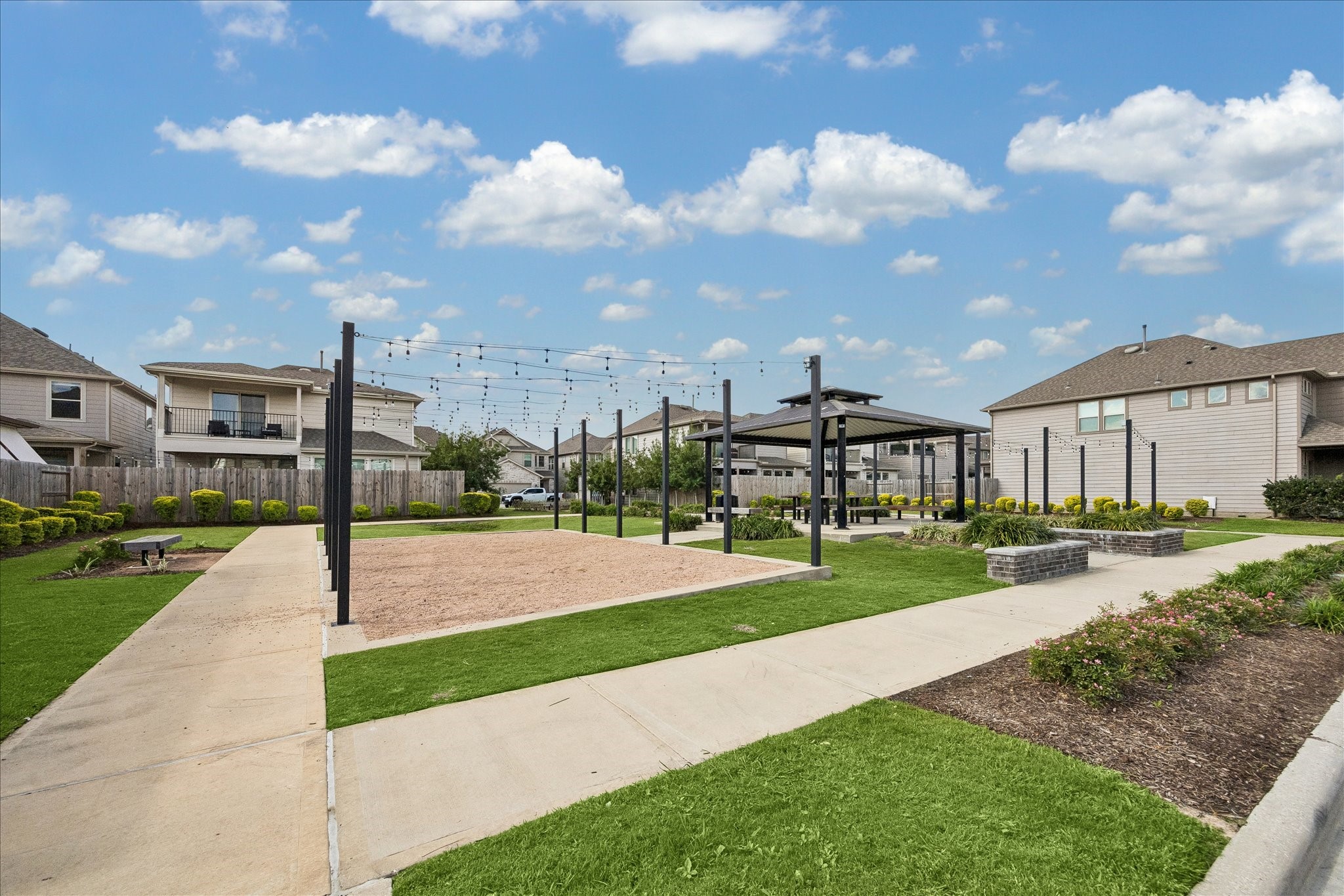 4026 Delta Rose Street Houston, TX 77018 - Photo 35 of 44 Neighborhood green space with string lighting, covered pavilion and seating.