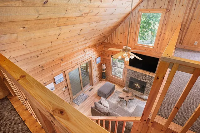 a balcony view with seating space