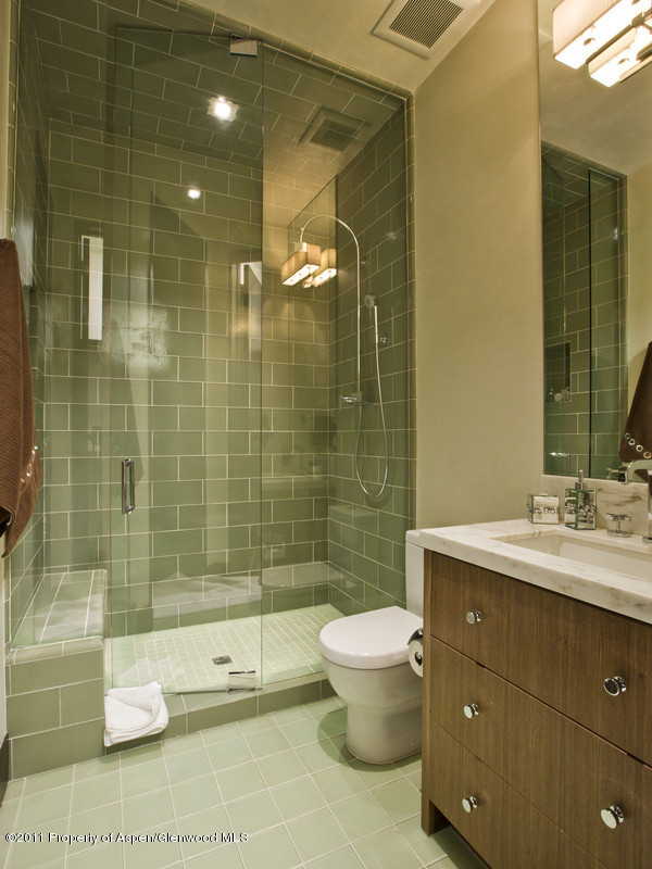 675 Aspen Alps Road South Aspen, CO 81611 - Photo 34 of 37 a bathroom with a sink mirror toilet and shower