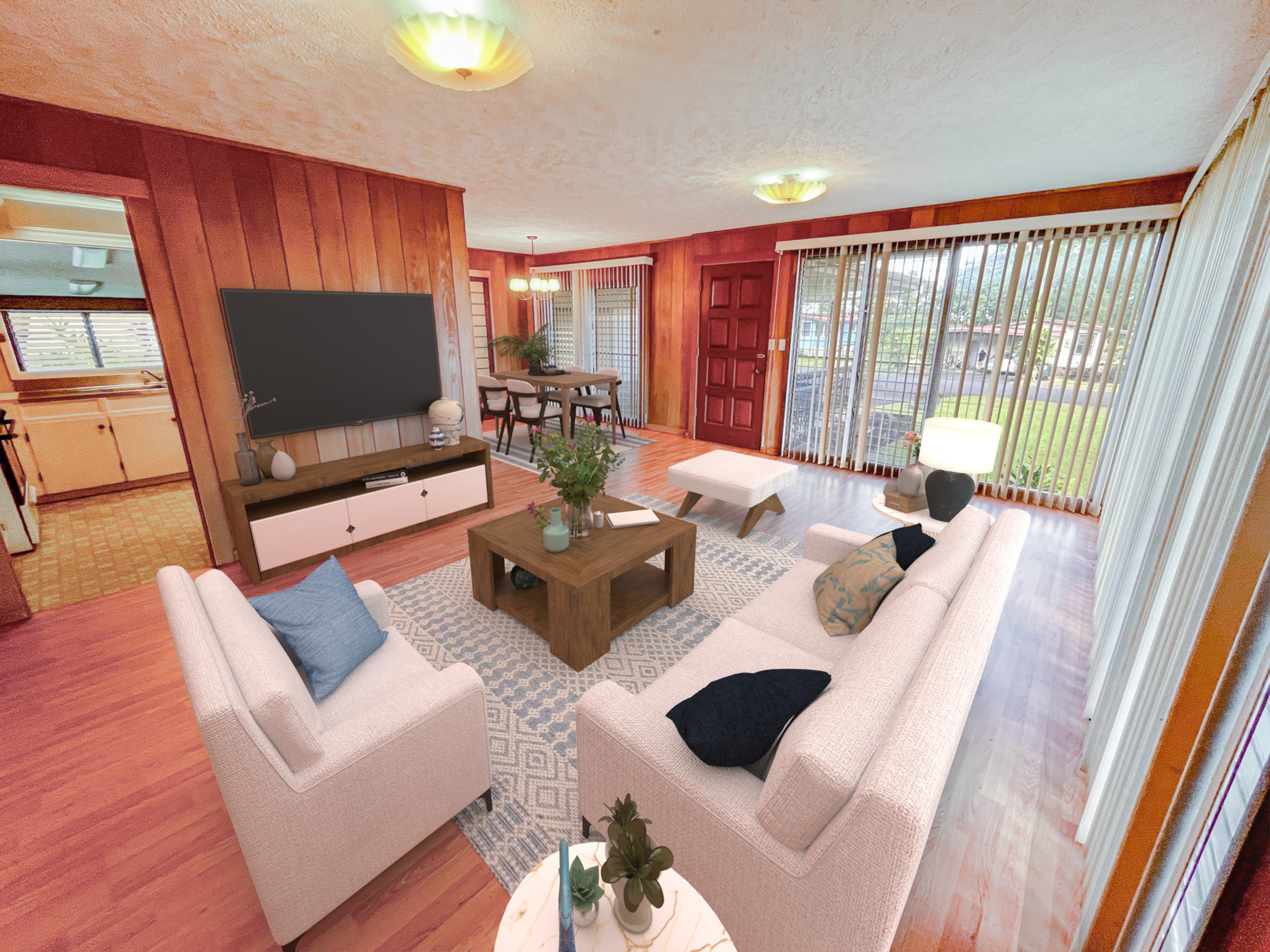 106 Laula Road Hilo, HI 96720 - Photo 6 of 30 a living room with furniture and a flat screen tv