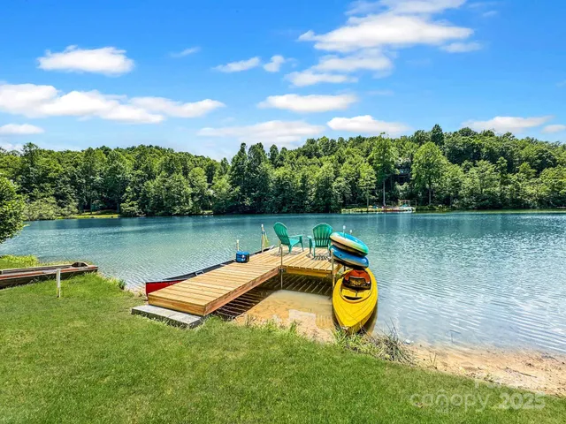 a view of a lake with a swimming pool