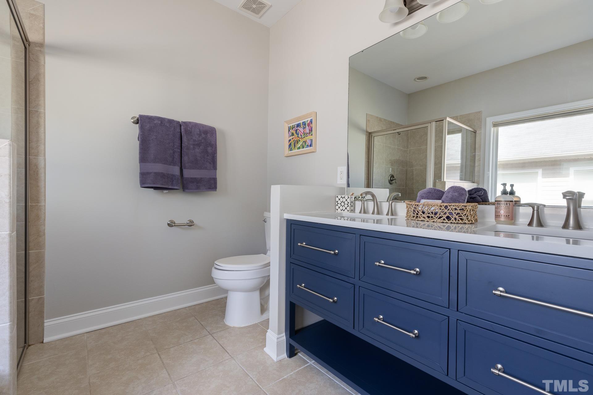 128 Rosaline Lane Durham, NC 27713 - Photo 21 of 31 a bathroom with a toilet a sink and mirror