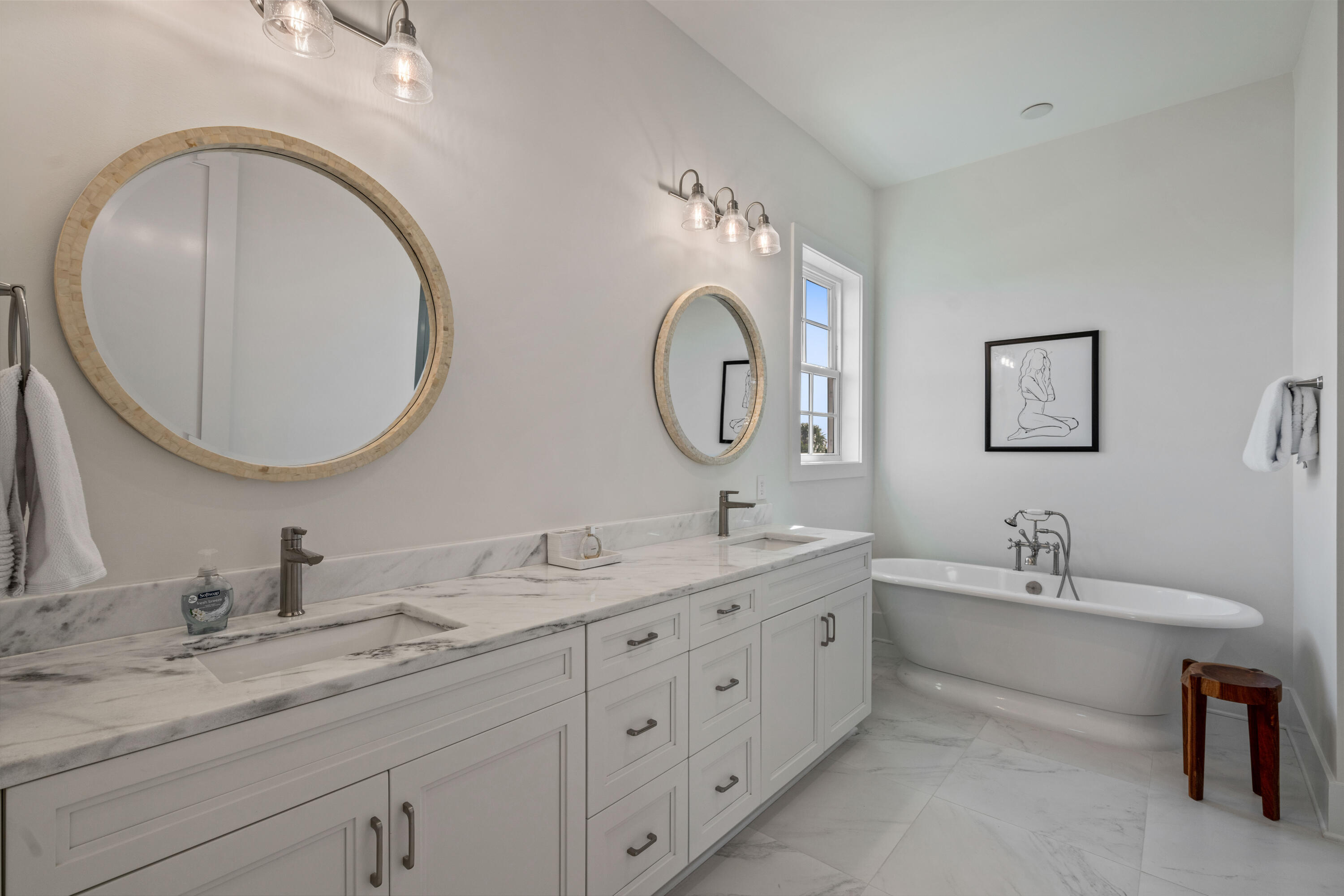 221 Sand Cliffs Dr Inlet Beach Inlet Beach, FL 32461 - Photo 54 of 81 a en suite bathroom with a double vanity sink double and a mirror