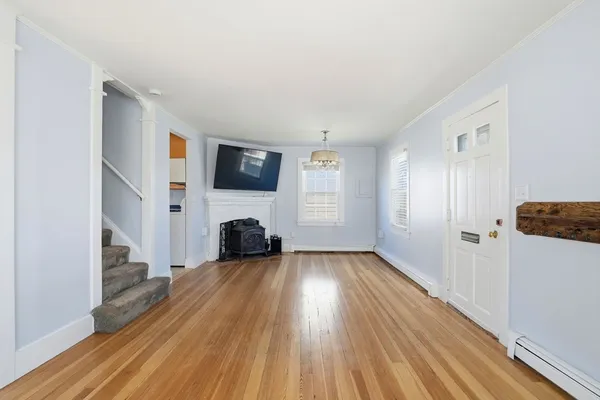 a view of a livingroom with a fireplace