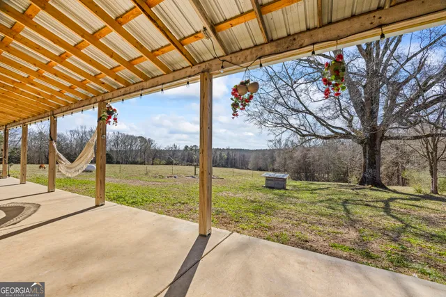 a view of a yard with a tree