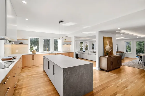 a large room with lots of counter space