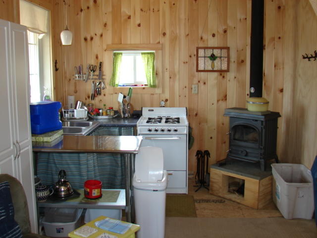 391 Hole In The Wall Road Solon, ME 04979 - Photo 4 of 10 Stainless counter, gas & wood stoves