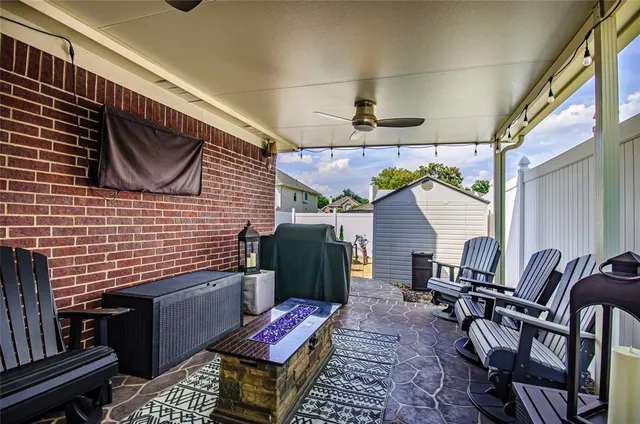 a outdoor living space with furniture