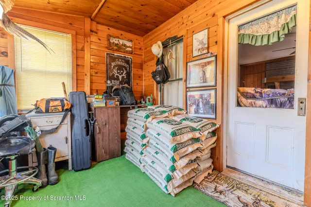 a room with a table and a chair