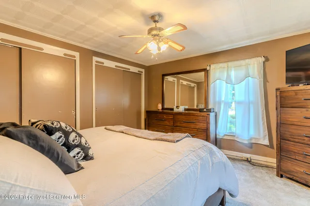 a view of a garage with storage