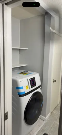 a room with a washer and dryer