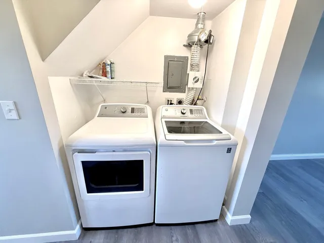a utility room with dryer and washer