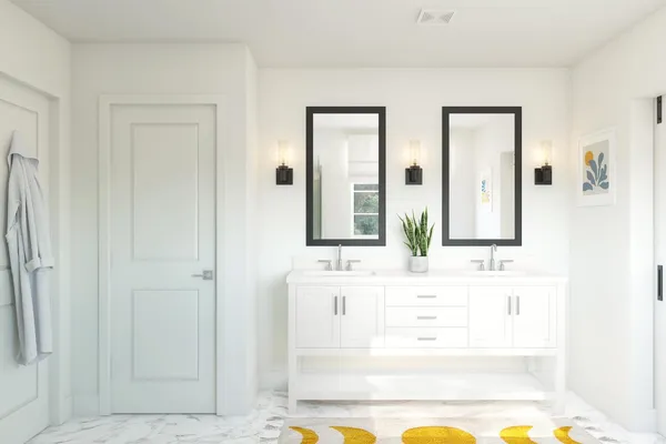 a bathroom with a bathtub sink and mirror