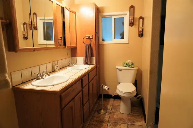 a bathroom with a sink and a toilet