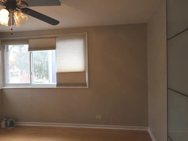 a view of a small space with a window