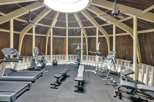 a room with gym equipment