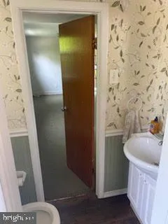 a bathroom with a sink and toilet
