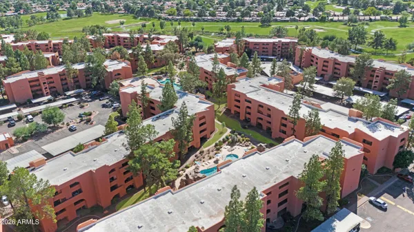 an aerial view of a house