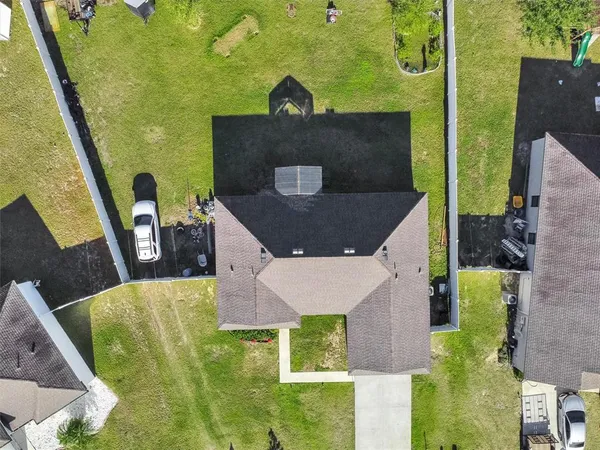 an aerial view of a house
