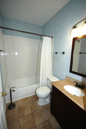 1080 Stillwater Road, Unit 1080 Elgin, IL 60120 - Photo 9 of 11 a bathroom with a granite countertop sink toilet a mirror and shower