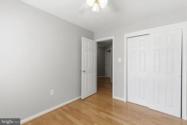 an empty room with a bathroom