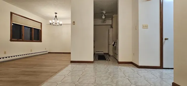 a view of a livingroom with a chandelier