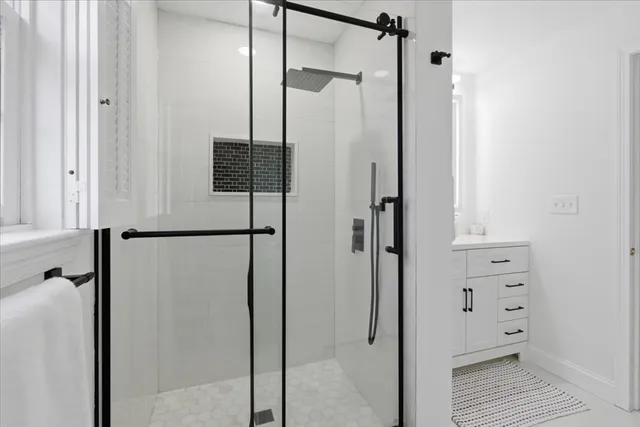 a bathroom with a shower