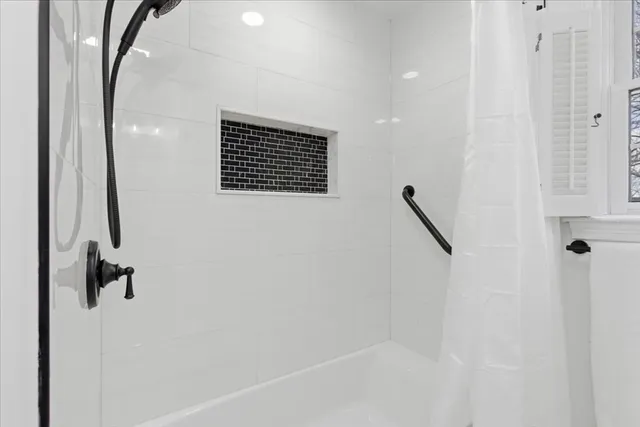a bathroom with a shower