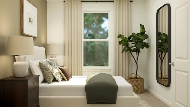 a bedroom with bed and a window