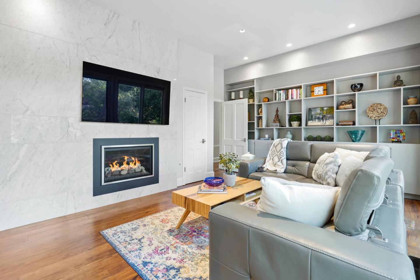 2312 Crest Lane Menlo Park, CA 94025 - Photo 16 of 34 a living room with furniture and a fireplace