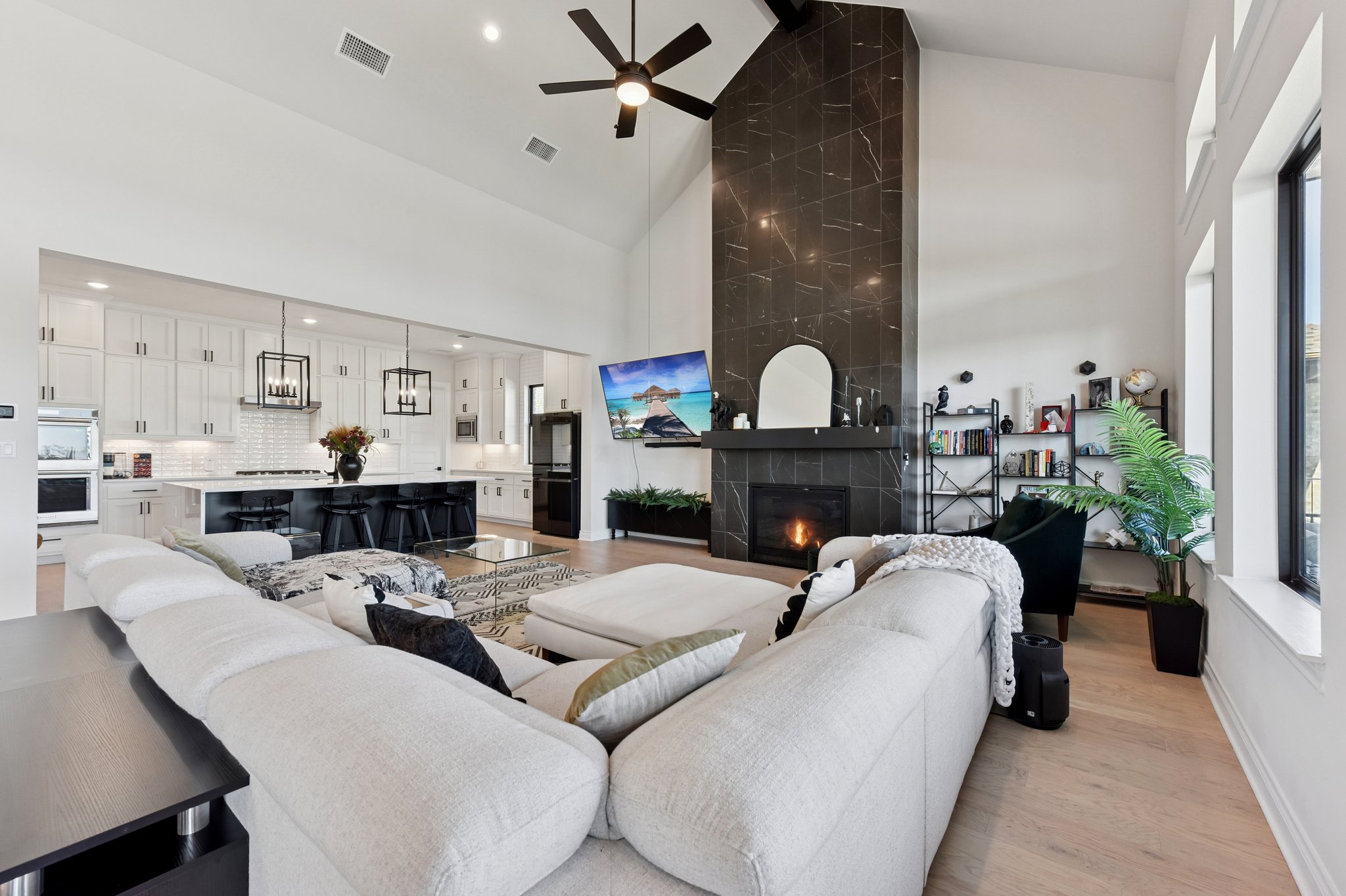 222 Rio Ranchero Road Georgetown, TX 78628 - Photo 7 of 40 a living room with furniture fireplace and a fireplace
