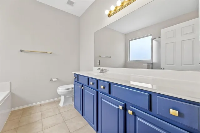 a bathroom with a sink a toilet and mirror
