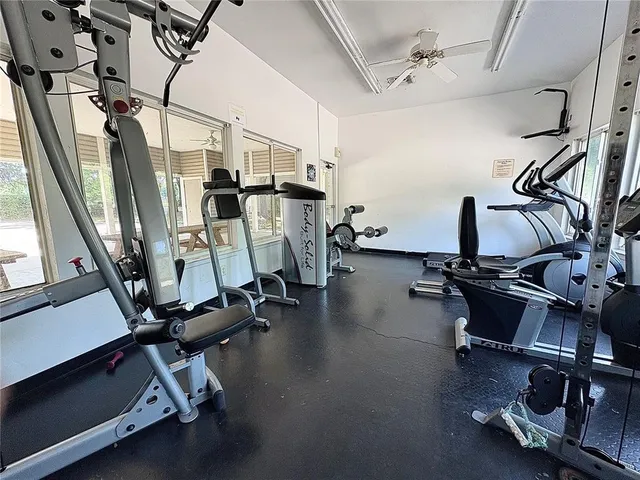 a view of a room with gym equipment