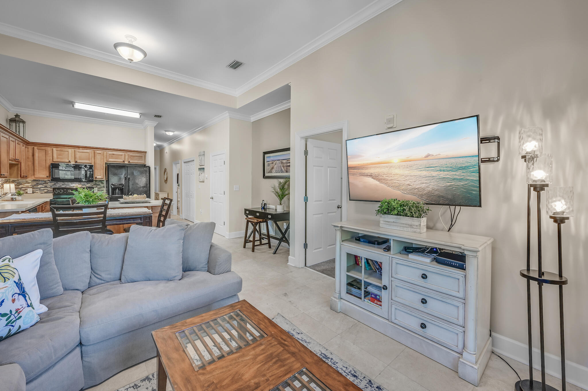 231 Somerset Bridge Road, Unit 1401 Santa Rosa Beach, FL 32459 - Photo 12 of 38 a living room with furniture and a flat screen tv