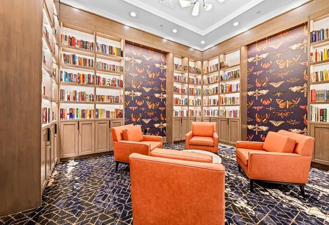 a living room with a large window