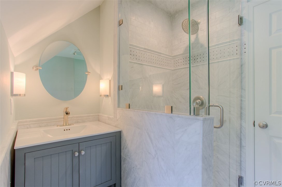 7110 Cherokee Road Richmond, VA 23225 - Photo 26 of 47 Luxurious master bath with marble and frameless gl