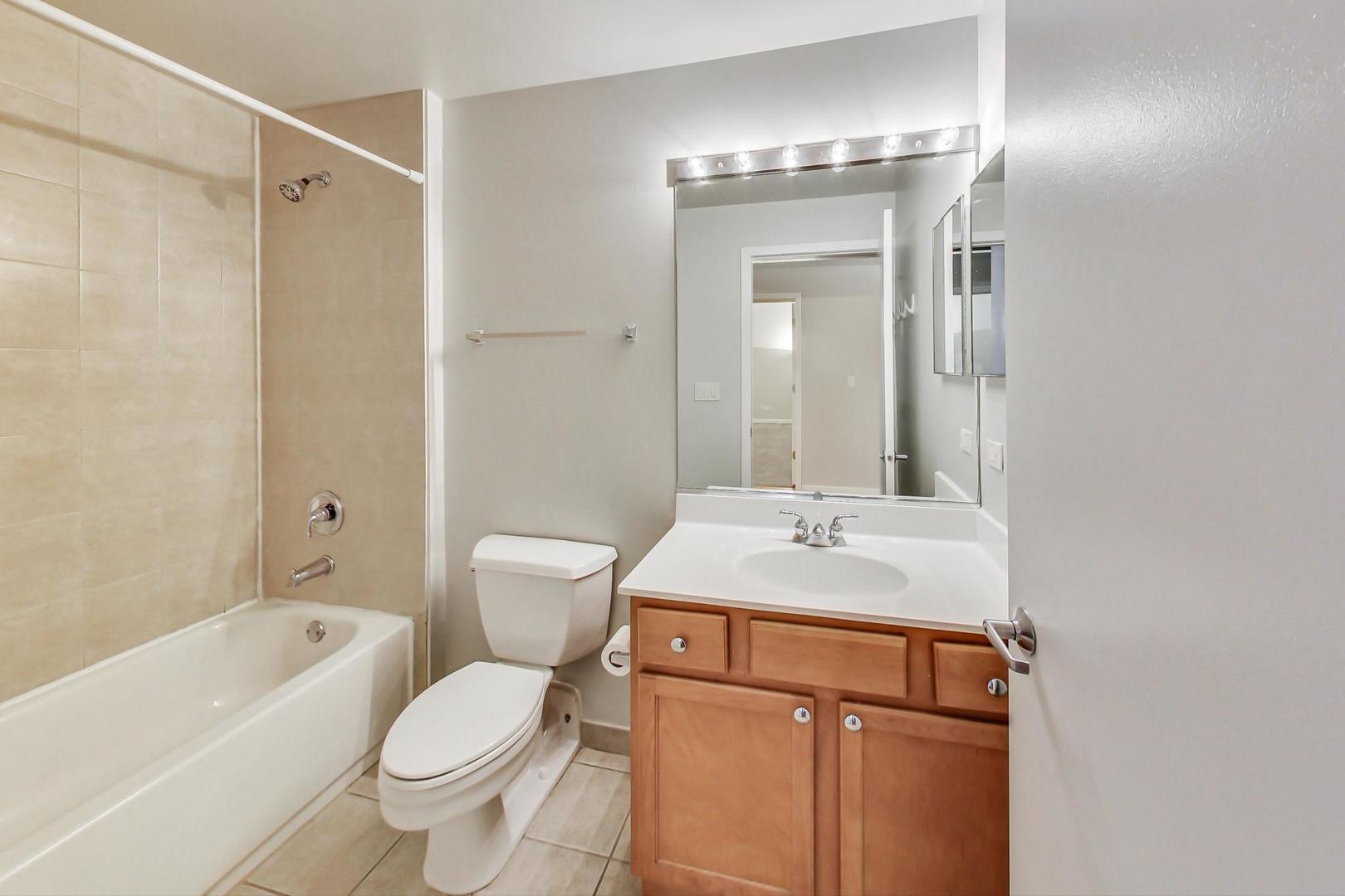1069 West 14th Place, Unit 310 Chicago, IL 60608 - Photo 16 of 25 a bathroom with a sink toilet vanity and shower