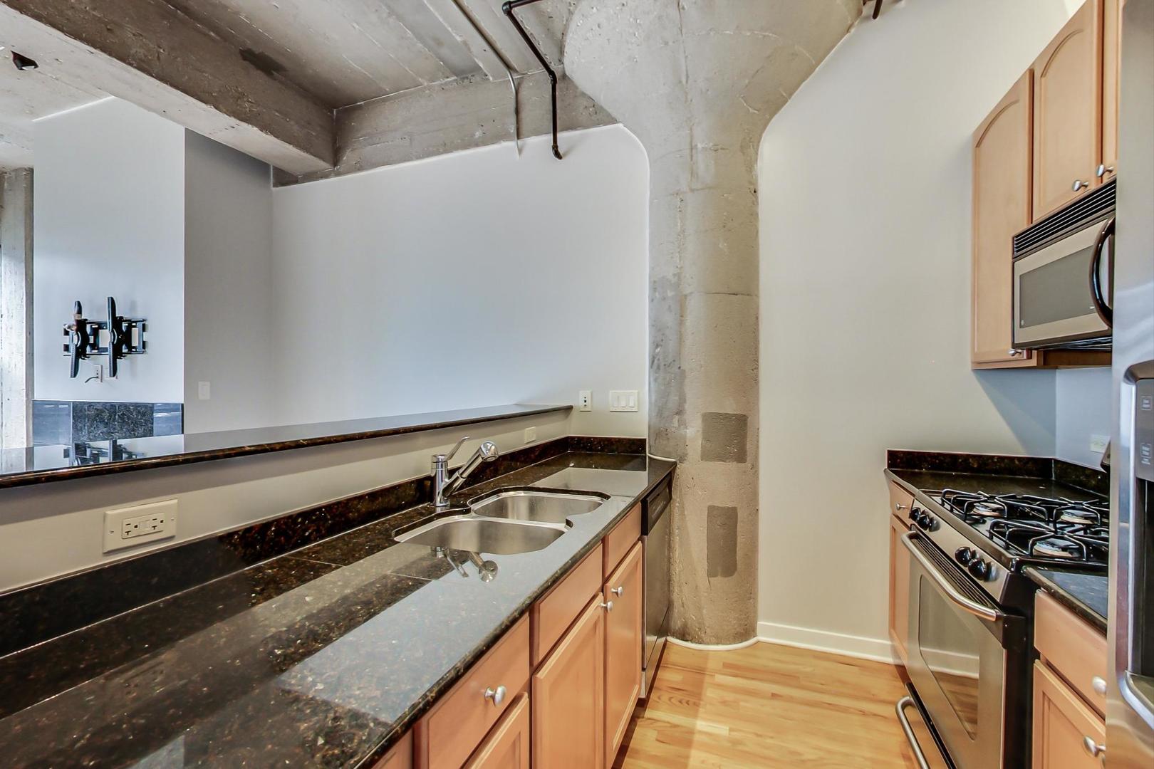 1069 West 14th Place, Unit 310 Chicago, IL 60608 - Photo 8 of 25 a kitchen that has a sink and a stove