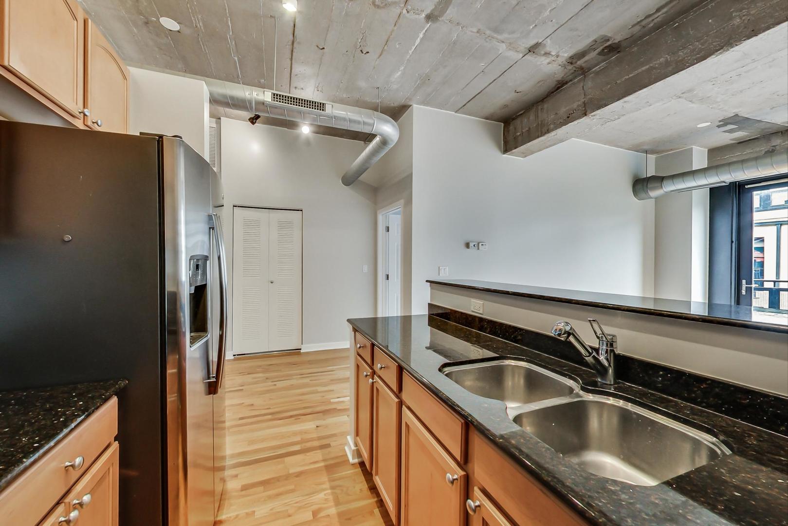 1069 West 14th Place, Unit 310 Chicago, IL 60608 - Photo 9 of 25 a kitchen with a sink and refrigerator
