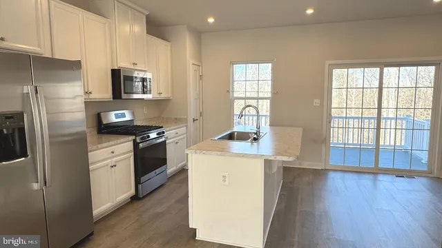 a workspace with wooden floor
