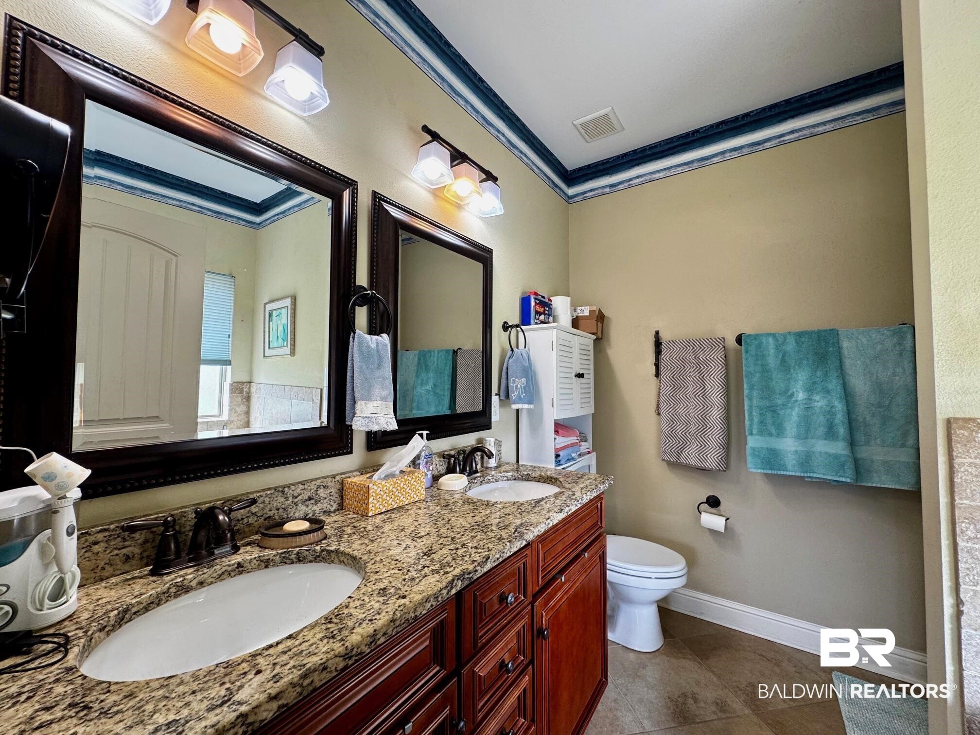 1030 Crown Walk Drive Foley, AL 36535 - Photo 16 of 40 Full bath with crown molding, toilet, visible vents, and a sink