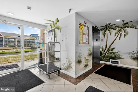 a room with gym equipment and a potted plant